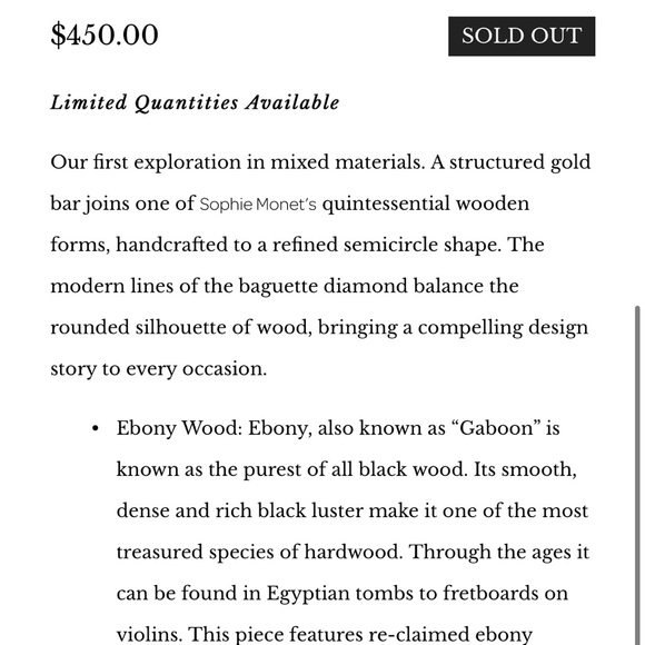 Sophie Monet Earrings - HALF MOON BAR EARRINGS X VRAI & ORO - Picture 5 of 8